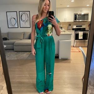 Eva Franco green floral jumpsuit